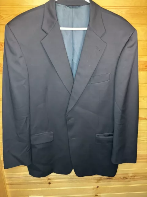 Burberry Blazer Mens 44R Regular Navy Blue Wool Suit Jacket 2 Button Windowpane