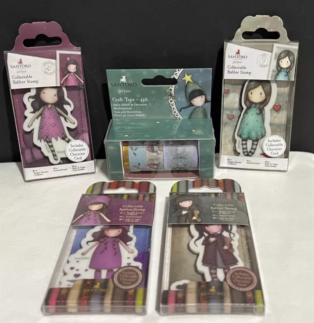 Santoro GORJUSS GIRLS Mini Rubber Stamps Washi Craft Tape Lot
