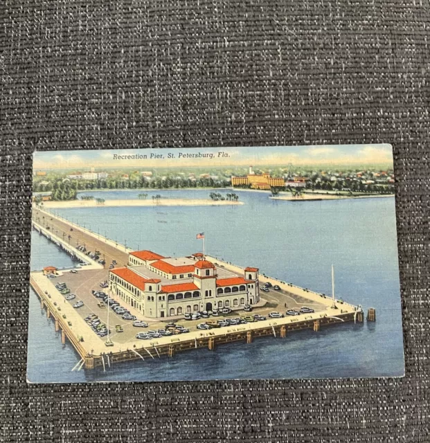 Linen Postcard St. Petersburg, Florida~Recreation Pier-Aerial View