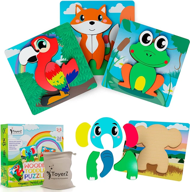 New Wooden Puzzle Toddler Toys - Educational and Learning Montessori Toys for Bo