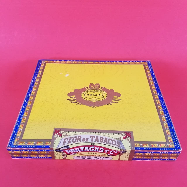 Vintage Empty Wood Wooden Cigar Box - Flor De Tabacos 1845 - PARTAGAS No. 10