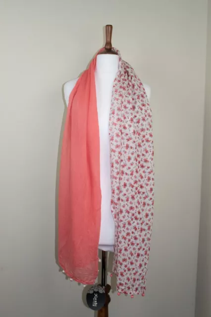 Orange Floral Cotton Scarf Long Ditzy Print Womens Kushi BNWT 70" x 20"