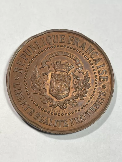 Médaille Assistance Publique Bureau de Bienfaisance 1884 en Cuivre (168-29/P5) 2