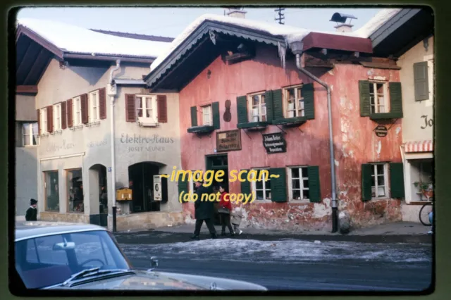 Street Scene in Mittenwald, Germany in mid 1960's, Kodachrome Slide k12a