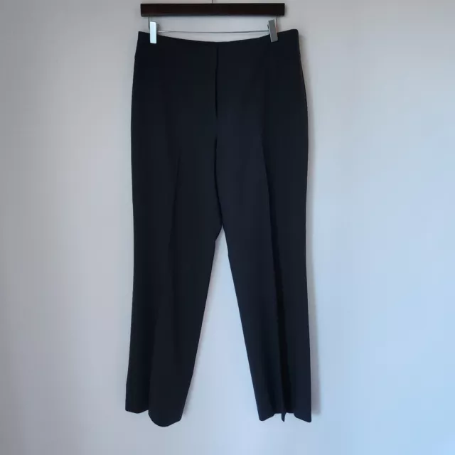 AKRIS Punto 100% Wool Wide Leg Trousers Dress Pants High Rise Zip Black Women 10 3