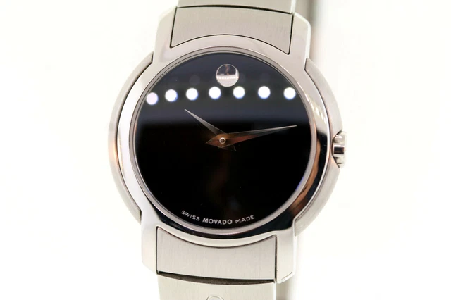 Donna Movado 0605644 Sl Acciaio Inox Quadrante Nero Orologio 2