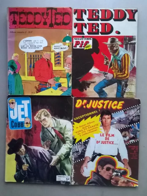 Lot de 4 BD et album anciens " 2 Teddy TED, Dr Justice et Jet COBB "