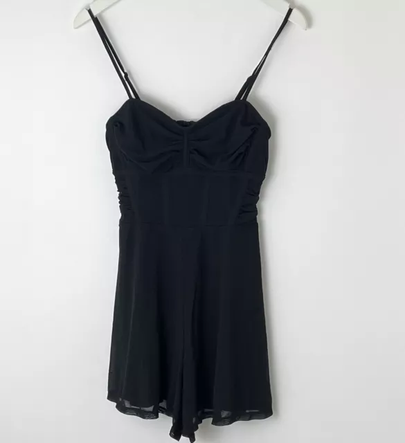 ❤️ Urban Outfitters Mini Playsuit Size XS 4-6 UK / 0-2 US Black Ohara Mesh Strap