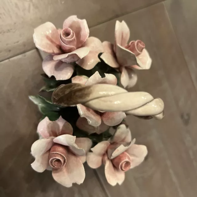 Nuova Capodimonte Pink Flower Basket, Made in Italy 3