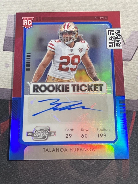 2021 Panini Contenders Optic TALANOA HUFANGA RC AUTO ROOKIE TICKET BLUE #d 85/99