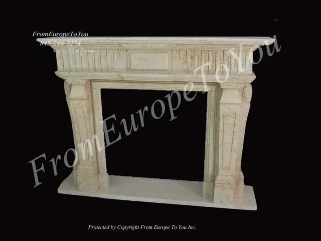 Hand Carved Solid Marble Fireplace Mantel #12