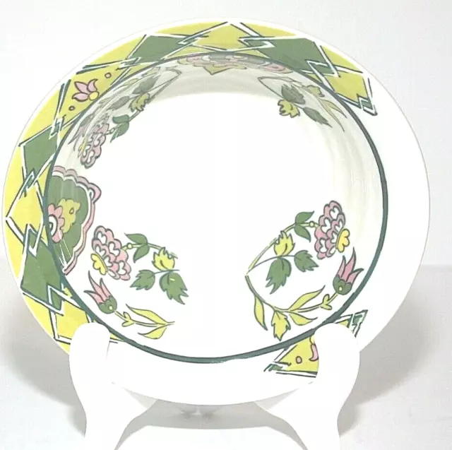 Fabrique En Chine Patterned Bowl Floral and Triangle Pattern Hand Painted Pastel