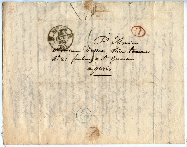 LETTRE ANCIENNE AVEC Courrier / Nevers Pour Paris 1835 11.05 PicClick