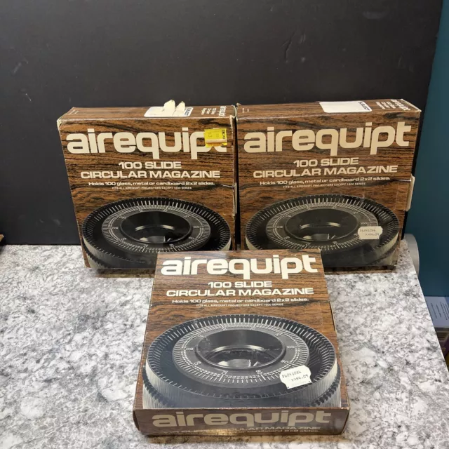 Vintage Airequipt 100 Slide Circular Magazine Rotary Carousel Circular Tray Qty3