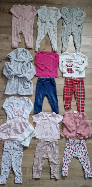 Baby Girl Clothes Bundle 9-12 Months Outfits Disney Next M&S 16 Items