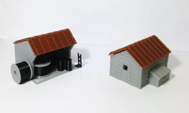 Outland Models Train Railway Layout Track side House Equipment Shed Set HO Scale