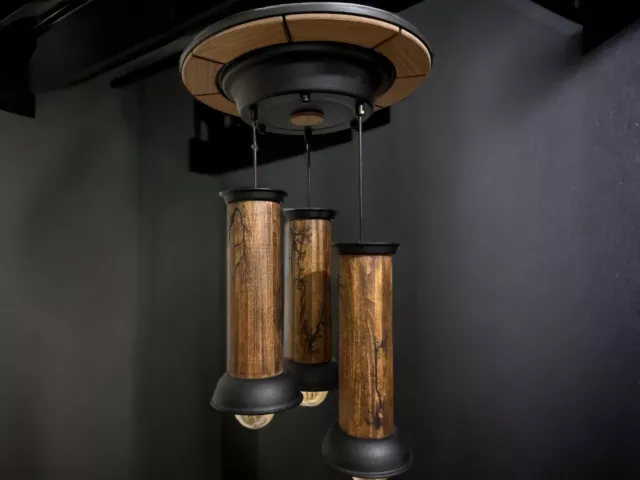 Rustic Charm Meets Natural Elegance: 3-Light Wooden Hat-Rack Pendant Chandelier