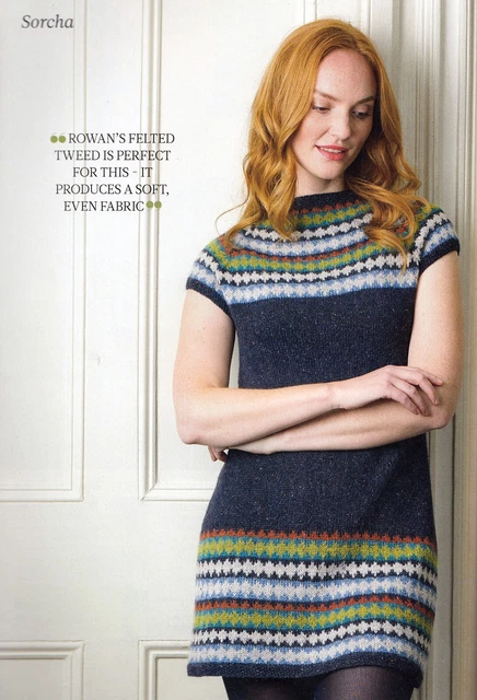 Túnica De Vestido Patrón De Tejido 34-44" Raglan Fairisle-Panel Gorra-Manga Dk Tkm M11A