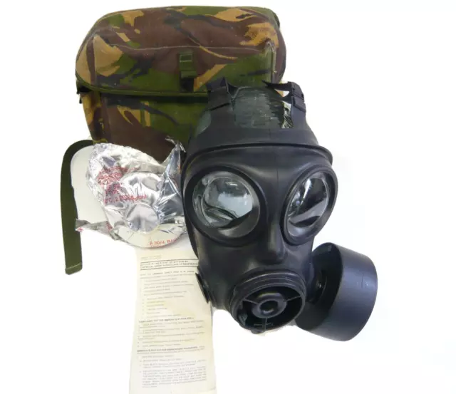 British Army Issue S10 Respirator Gas Mask With Filters Avon Size 2 in Case #C4