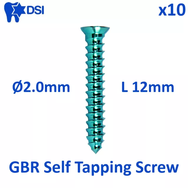 10x DSI Dental Fixture B0ne Screw Membrane Fixation GBR Surg Ø2.0mm/L12mm