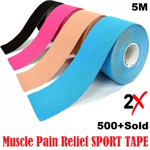 2X Rolls 5M Sports Pain-Relief Tape Sport Tapes Muscle Tape Elastic Strapping