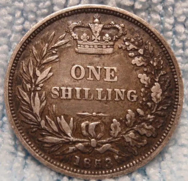 Great Britain : Silver Shilling 1853.  Queen Victoria    0.925 Silver. Original