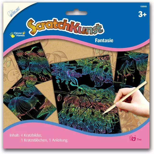 MAMMUT 158008 - Kratzbilder ScratchKunst, Motive Fantasie, Komplettset mit 4 Kra