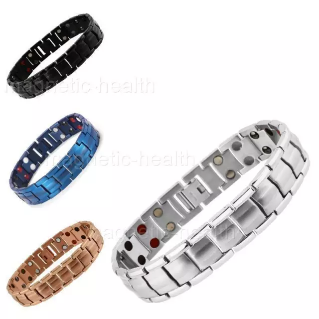 MENS TITANIUM MAGNETIC HEALTH ENERGY BRACELET 4in1 HEALTH ARTHRITIS PAIN RELIEF