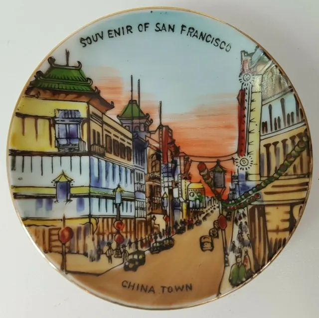 San Francisco Chinatown Plate Wall Hanging 4" Small Souvenir Decorative Vintage
