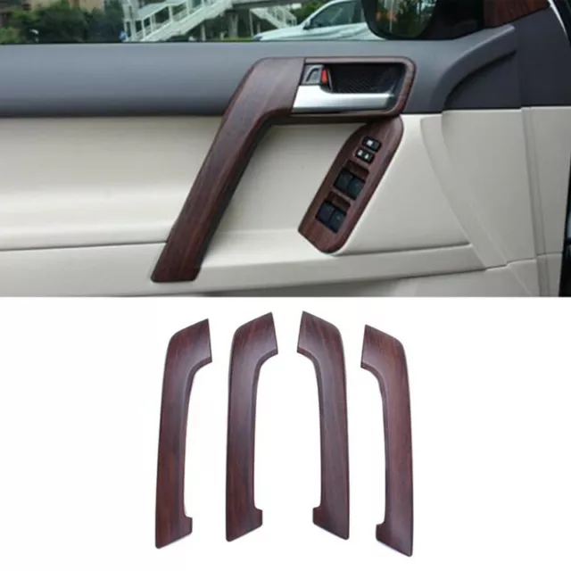 Wood Grain 4X Car Door Armrest Decor Cover Trim For Toyota Prado FJ150 2010-2021