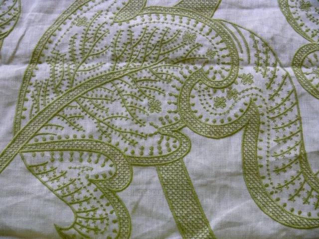 By Yd Lee Jofa Whitcomb.apple Green White Embroidery Linen Msrp$336/Y