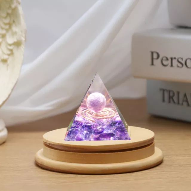 Crystal Gem Pyramid Amethyst Meditation Healing Home Office Art Figurine Decor 2