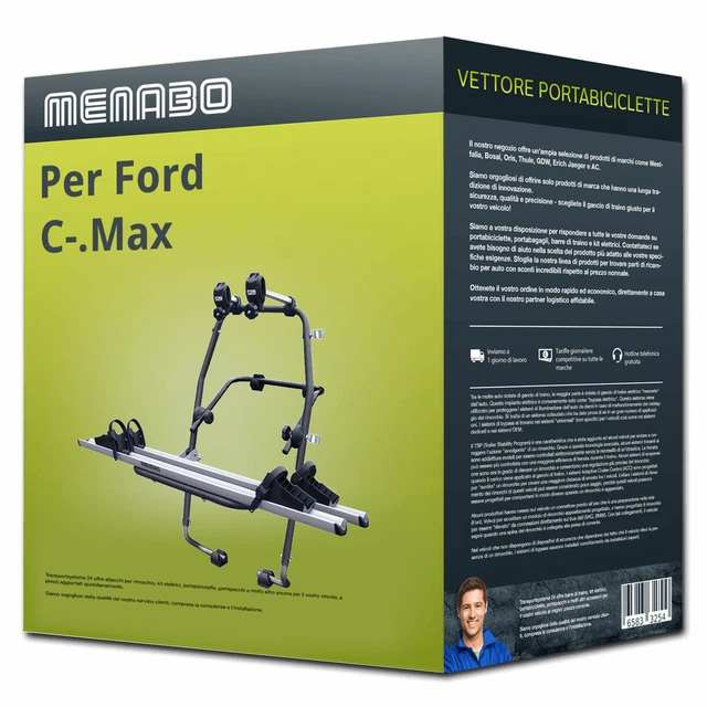 Menabo Stand Up 2 portabici portellone per Ford C-.Max II DXA/CB7 - 2 bici Nuovo