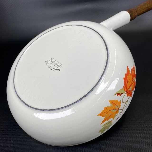 Vintage Descoware Belgium 23-B 24 K SKILLET Autumn Maple LEAF Enamel Iron 9-1/2"
