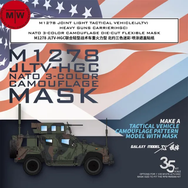 1/35 M1278 JLTV-HGC 3-Color Camouflage Flexible Mask for Rye Field Model RM-5090