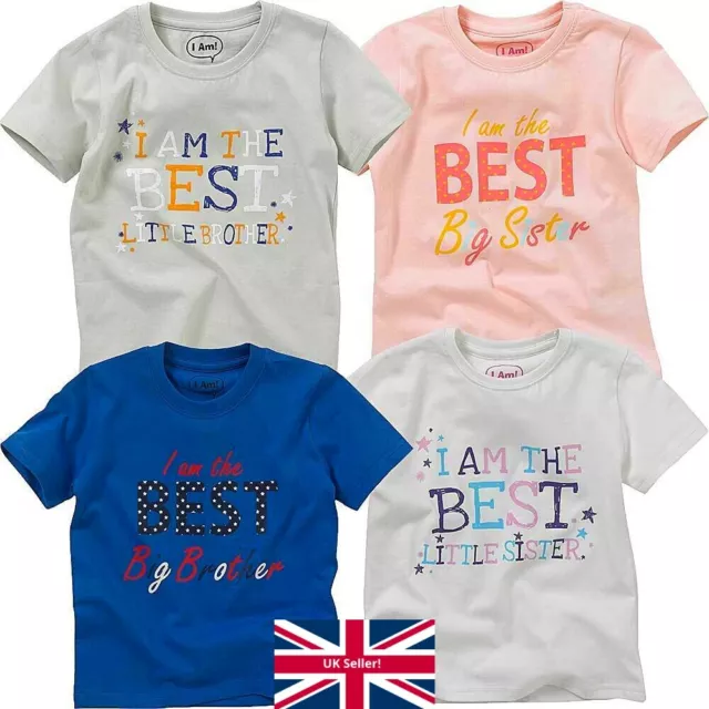 Childs Boys Girls Best Big Little Brother Sister Birthday T-Shirt Tops Cotton