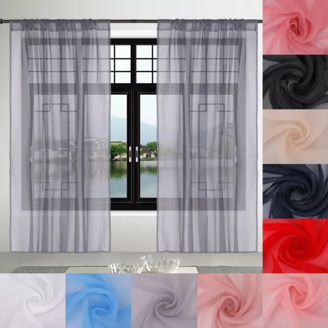 Voile Curtains Slot Top Heading Net Voile Curtain Lucy Panel 54" 72" 81" 90"