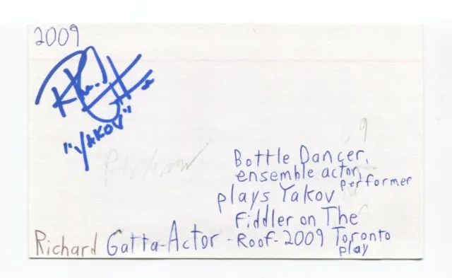 Richard Gatta Signed 3x5 Index Card Autograph Actor Fiddler On The Roof Diana