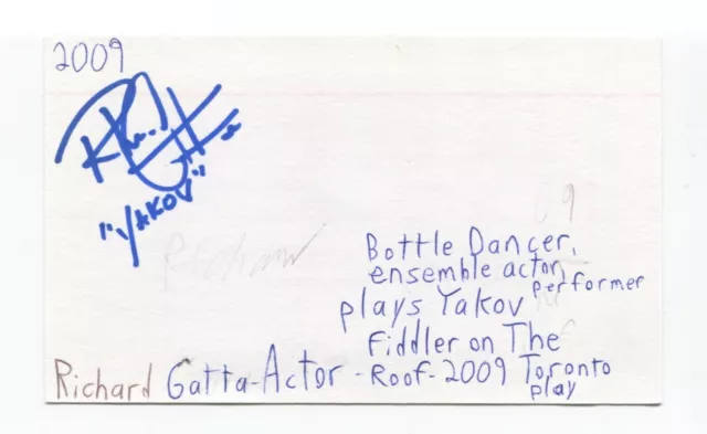 Richard Gatta Signed 3x5 Index Card Autograph Actor Fiddler On The Roof Diana