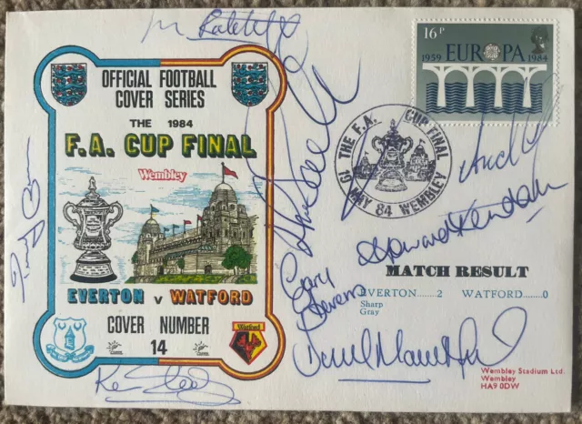 Everton v Watford FA Cup 1984 Dawn First Day Cover 23 Signatures By Both Teams