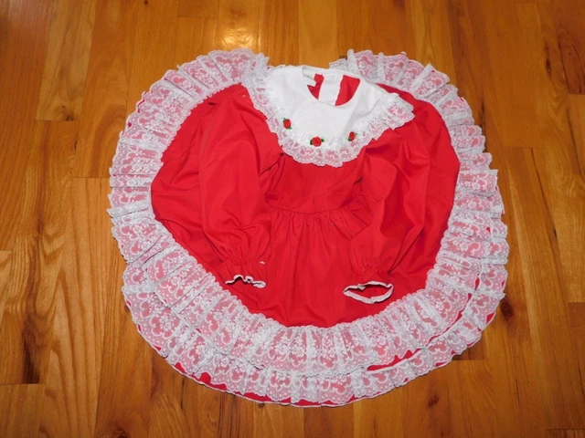 Mini World Little Girl Party Pageant Dress Full Circle Vintage USA Ruffles Sz 6