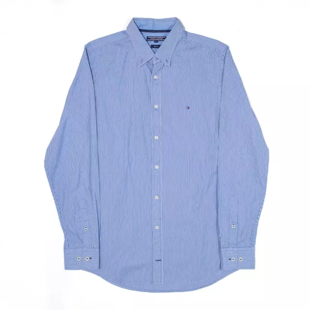 TOMMY HILFIGER Blue Striped Long Sleeve Shirt Mens L