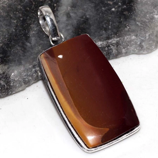 Mookaite 925 Silver Plated Gemstone Handmade Pendant 2.3" Antique Jewelry GW