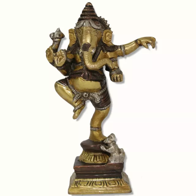 Ganesh Statue tanzend Figur Metall 16 cm 0,9 KG Indien Ganesha Ganpati Messing