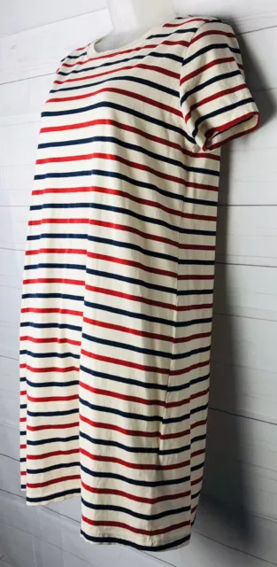 Current Elliott T Shirt Dress Womens 0 Red Blue Beatnik Stripe Nibbled Edges 2