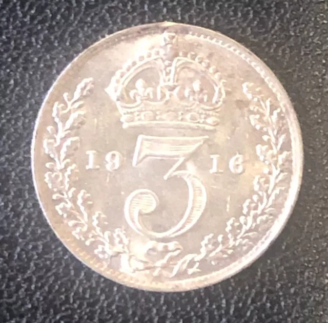 1916 Great Britain UK 3 Three Pence Threepence Silver World Coin HIGH GRADE BU!