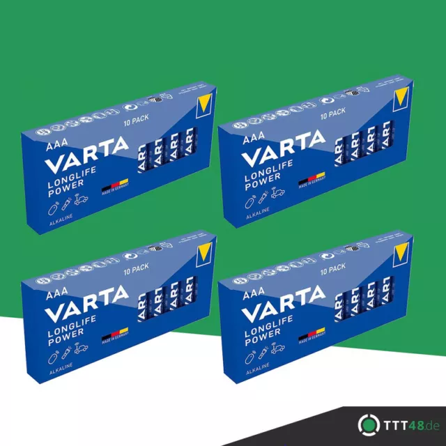 40 x Varta Longlife Power / HighEnergy 4903 AAA Micro LR03 1,5V Batterie Box