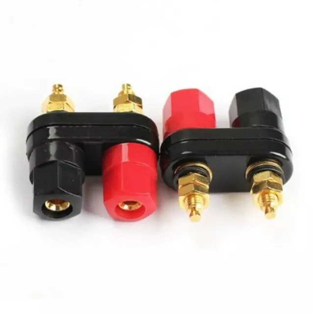 2-Pack Dual 2-Way Terminal Binding Posts Banana Plug Jack Speaker Amplifier 3