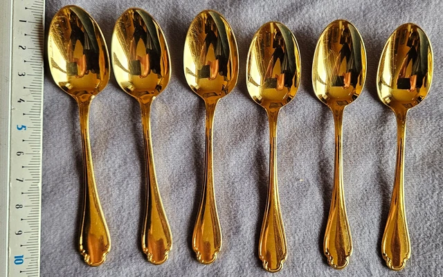 Service 11 cuillères moka métal doré Christofle Alfénide modèle