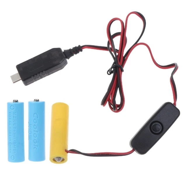 Universal 4.5V AA Battery Eliminator USB C Power Supply Cable Switch Replace 3AA